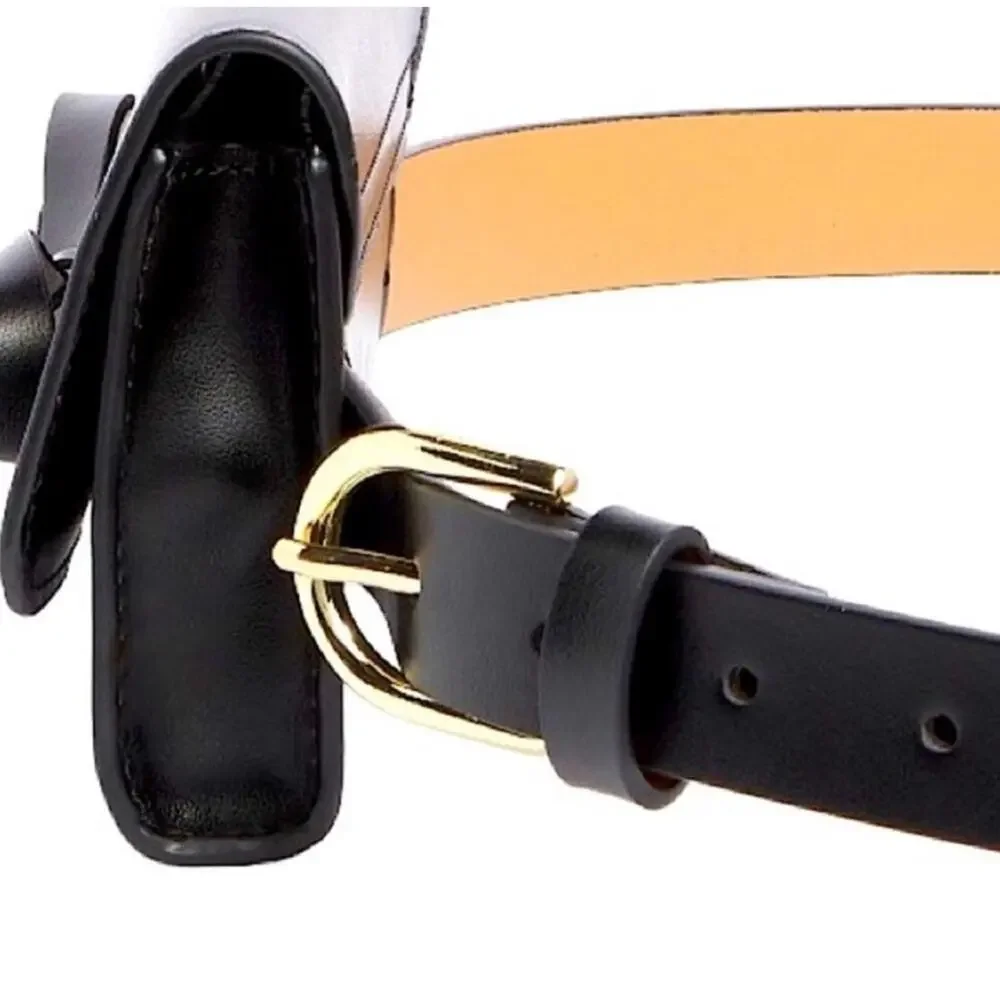 NWT - Kate Spade - leather black bow belt bag size L/XL.